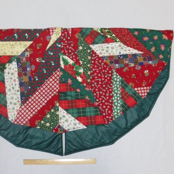 Handmade Quilted Christmas Tree Skirt 41" Star Patchwork Nostalgic Heirloom - Picture 6 of 8